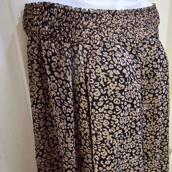 Rebecca Minkoff ✦ Smocked Off-Shoulder Top ✦ Sheer Overlay Floral Navy Tan Sz S - Picture 7 of 16